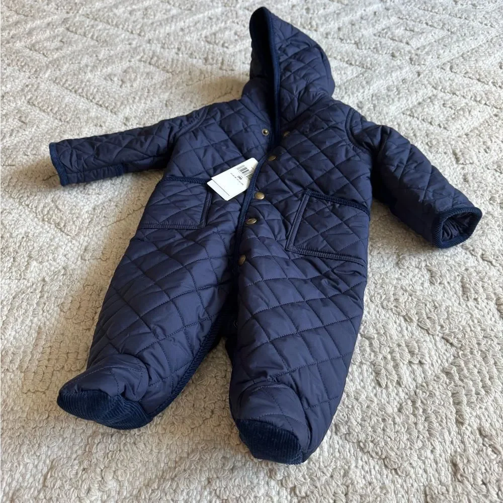Ralph Lauren Baby Quilted Navy Blue Hooded Bunting 3 Month